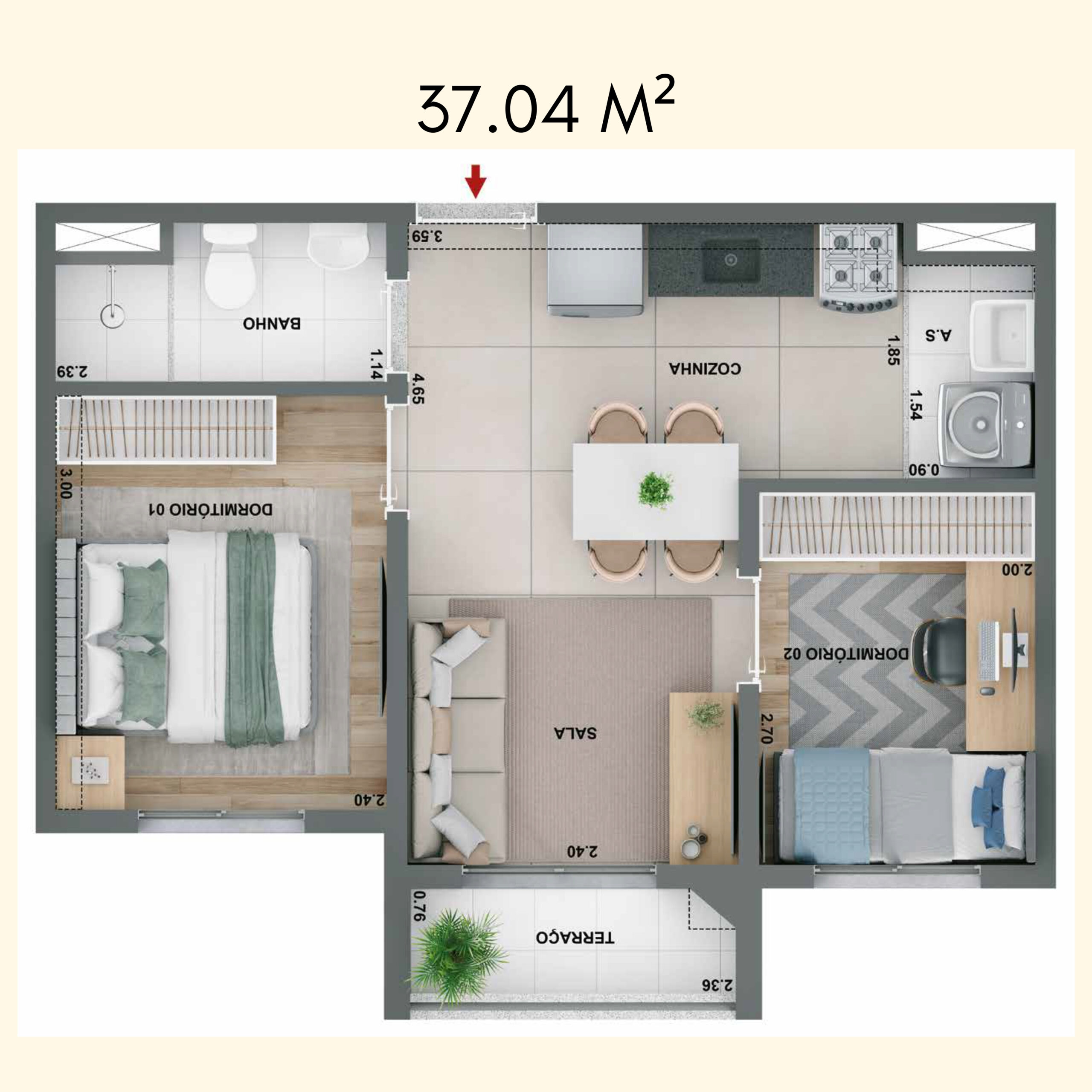 37.04 M²